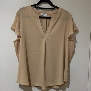 Calvin Klein Women's Beige Blouse V neck